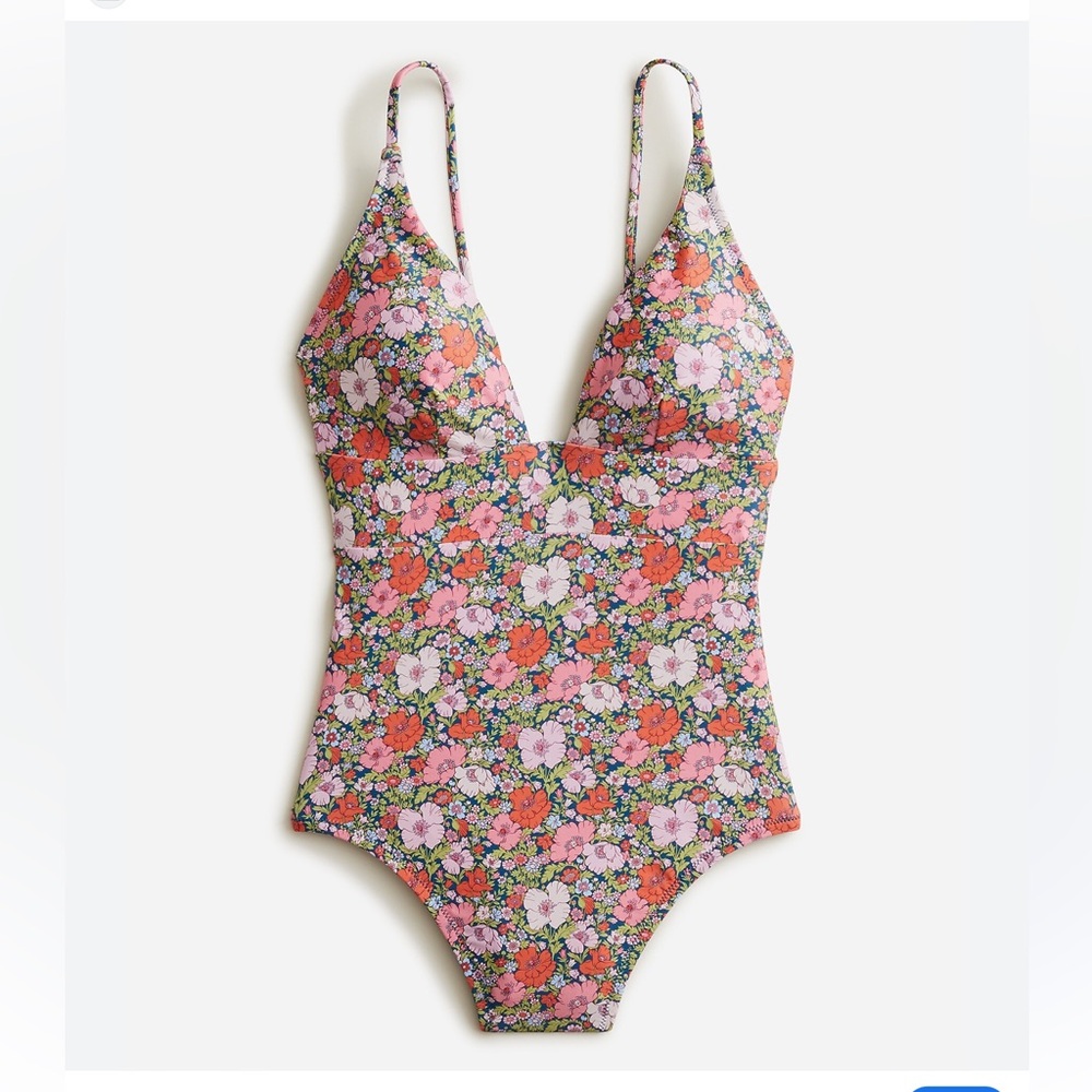 J. Crew x Liberty of London plunge one piece swimsuit in Meadow Song sz 12